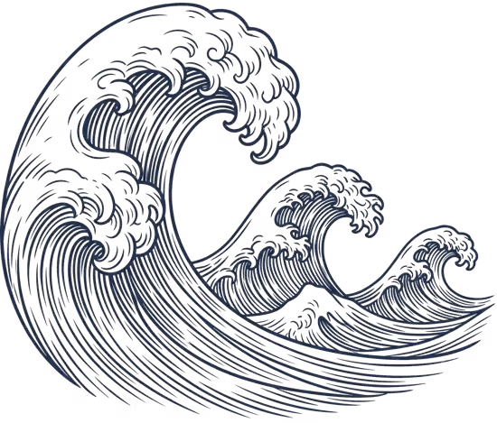 Lineart wave illustration